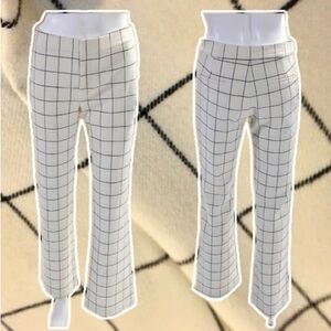 DEREK LAM 10 Crosby Windowpane Plaid Check Pants in Ivory and Navy Blue size 4